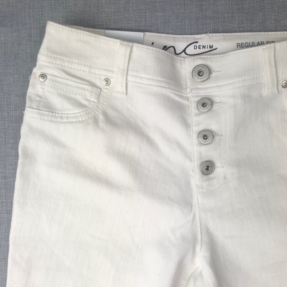 INC White Fringe Trim Cropped Jeans Size 0 & 2 - Picture 3 of 6